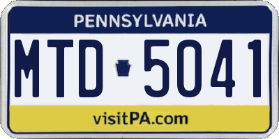 PA license plate MTD5041