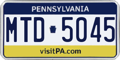 PA license plate MTD5045