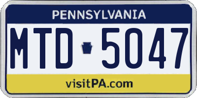 PA license plate MTD5047