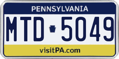 PA license plate MTD5049
