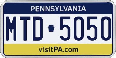 PA license plate MTD5050
