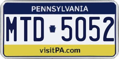 PA license plate MTD5052