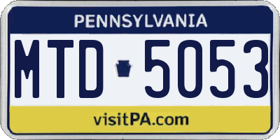 PA license plate MTD5053