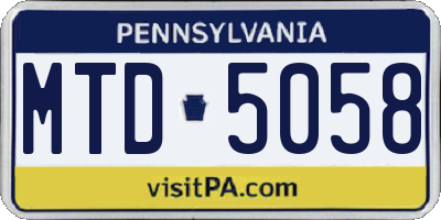 PA license plate MTD5058
