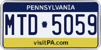 PA license plate MTD5059