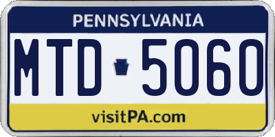 PA license plate MTD5060