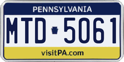 PA license plate MTD5061