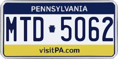 PA license plate MTD5062