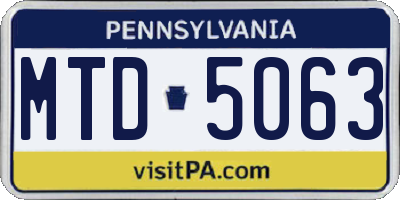 PA license plate MTD5063