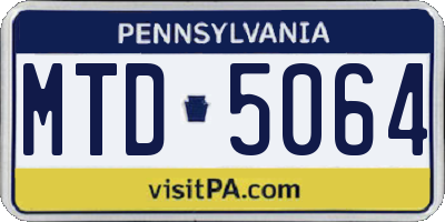 PA license plate MTD5064