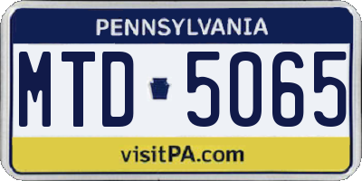 PA license plate MTD5065