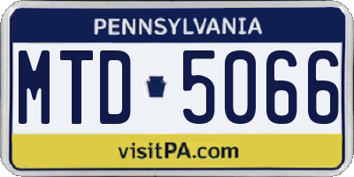 PA license plate MTD5066