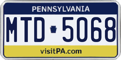 PA license plate MTD5068