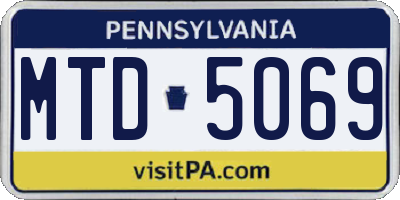 PA license plate MTD5069