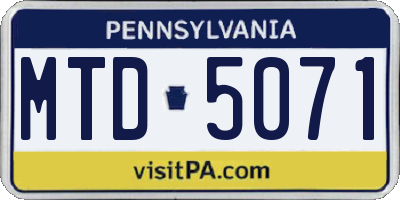 PA license plate MTD5071