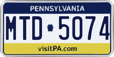 PA license plate MTD5074