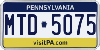 PA license plate MTD5075