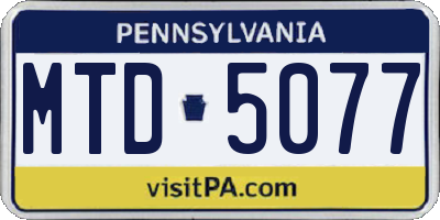 PA license plate MTD5077