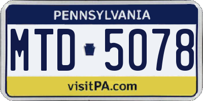 PA license plate MTD5078