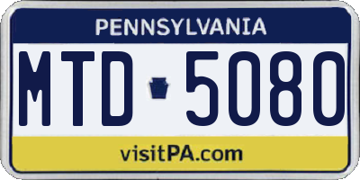 PA license plate MTD5080