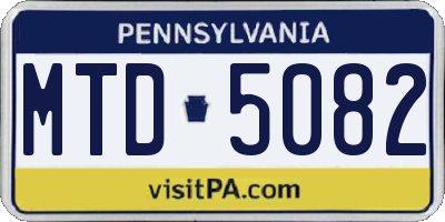 PA license plate MTD5082