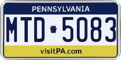 PA license plate MTD5083