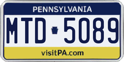 PA license plate MTD5089