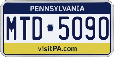 PA license plate MTD5090