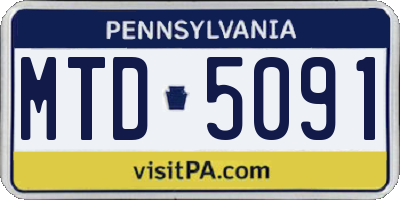 PA license plate MTD5091