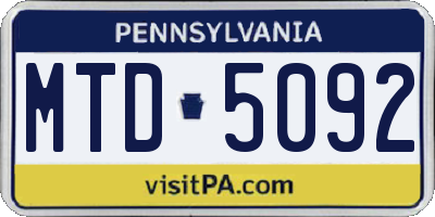 PA license plate MTD5092