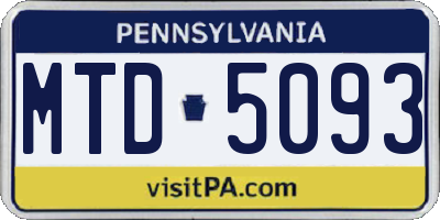PA license plate MTD5093
