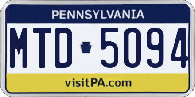 PA license plate MTD5094