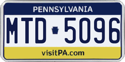 PA license plate MTD5096