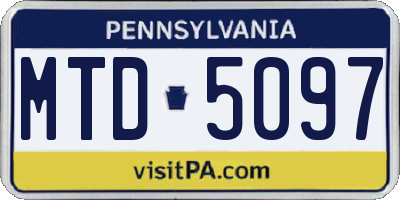 PA license plate MTD5097