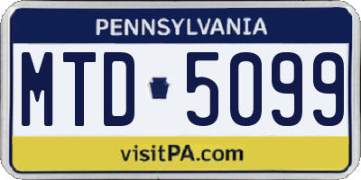 PA license plate MTD5099