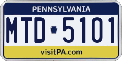 PA license plate MTD5101