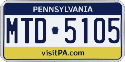 PA license plate MTD5105