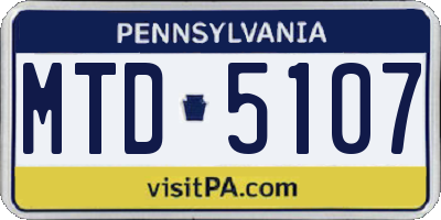 PA license plate MTD5107