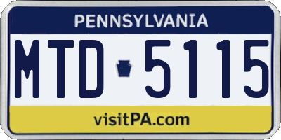 PA license plate MTD5115
