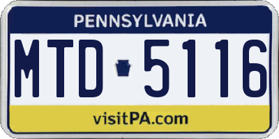 PA license plate MTD5116