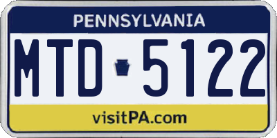 PA license plate MTD5122