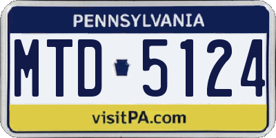 PA license plate MTD5124