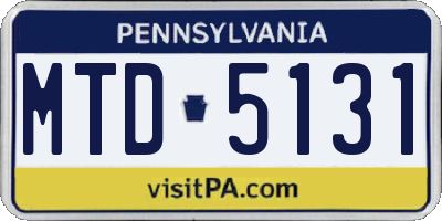 PA license plate MTD5131