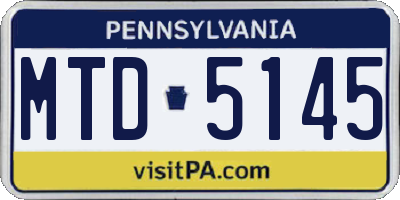 PA license plate MTD5145