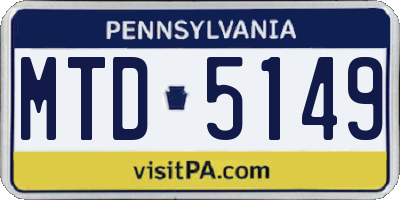 PA license plate MTD5149