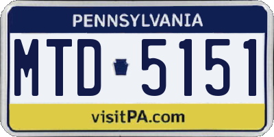PA license plate MTD5151