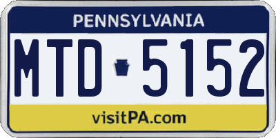 PA license plate MTD5152