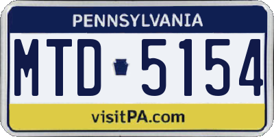 PA license plate MTD5154