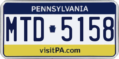 PA license plate MTD5158