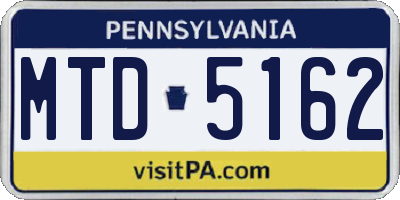 PA license plate MTD5162